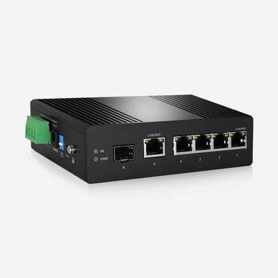 Fanless Cooling Industrial Smart Switch Aluminum Alloy Housing With 5GE RJ45 1GE SFP