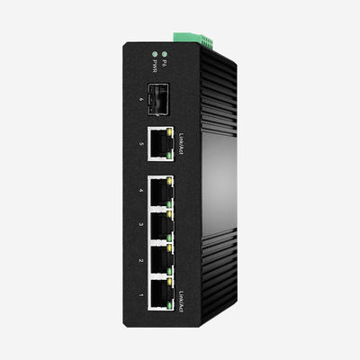 Fanless Cooling Industrial Smart Switch Aluminum Alloy Housing With 5GE RJ45 1GE SFP