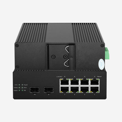IP30 Industrial Layer 2+ Managed PoE Switch With DC Power 8 Gigabit RJ45 And 2 Gigabit SFP