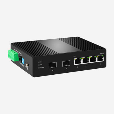 DC48V Industrial Easy Smart Gigabit PoE Switch With 4 30W PoE Ports SR-SHG2206FPI