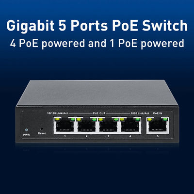 5 Port Unmanaged PoE Switch With Port Trunking Support IEEE 802.3bt Network Protocols