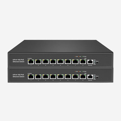 8 PoE RJ45 Layer 3 10gb Switch con supporto per reti VLAN, RSTP/MSTP, ERPS Ring